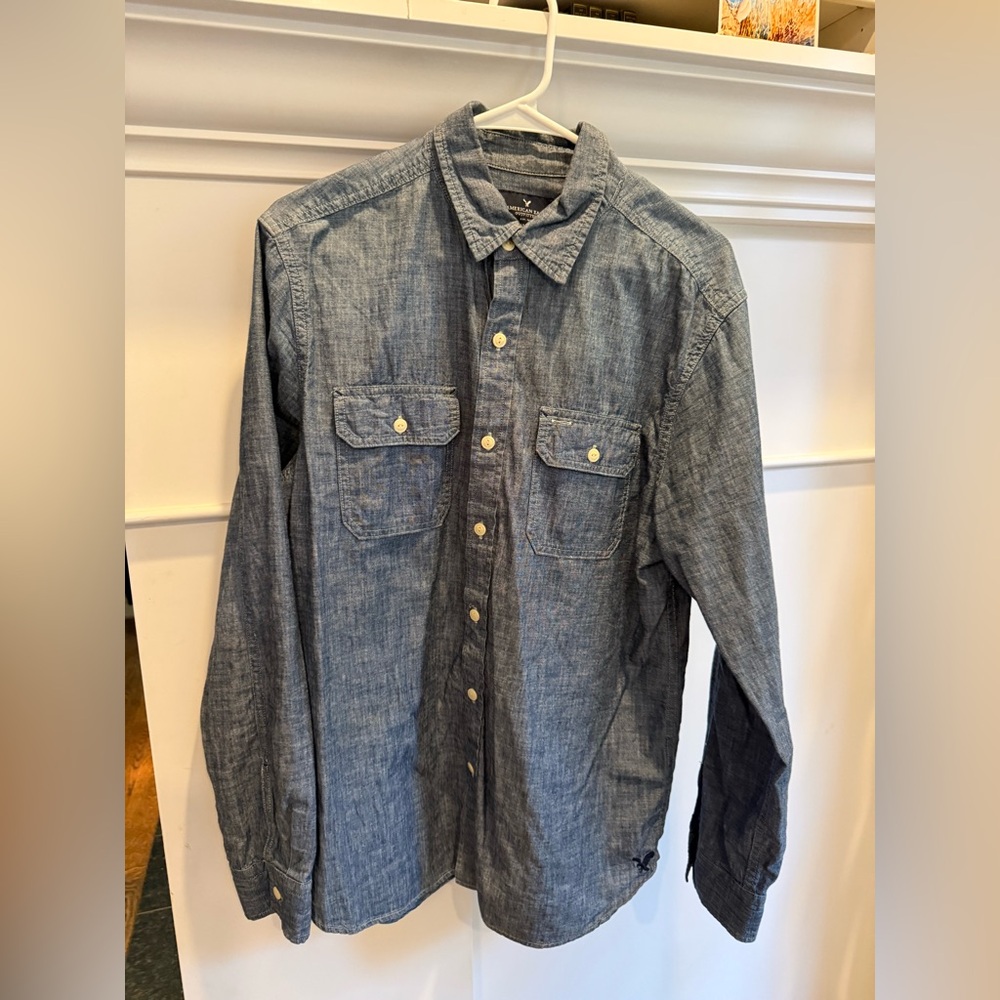 American Eagle Outfitters Casual Blue Button Down Shirt